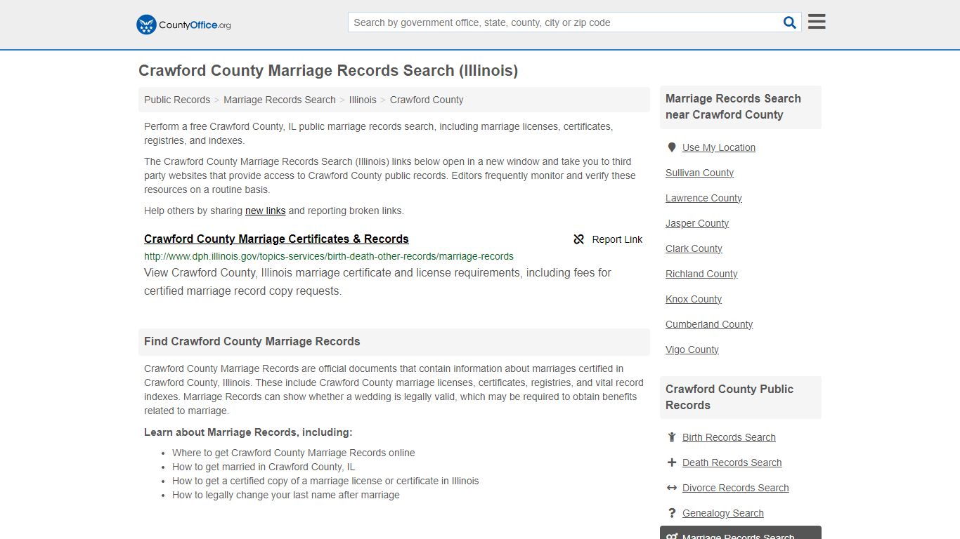 Crawford County Marriage Records Search (Illinois) - County Office