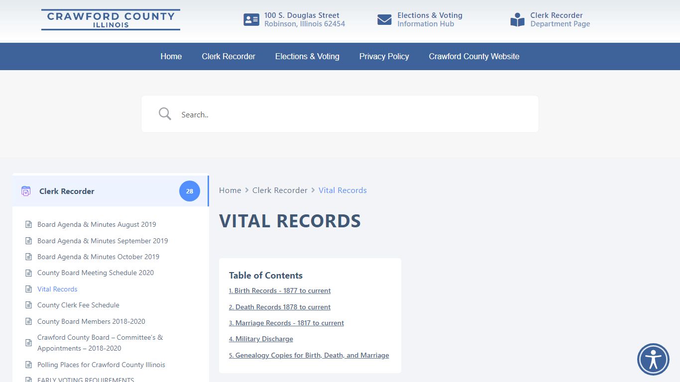 Vital Records - Crawford County Illinois Clerk Recorder