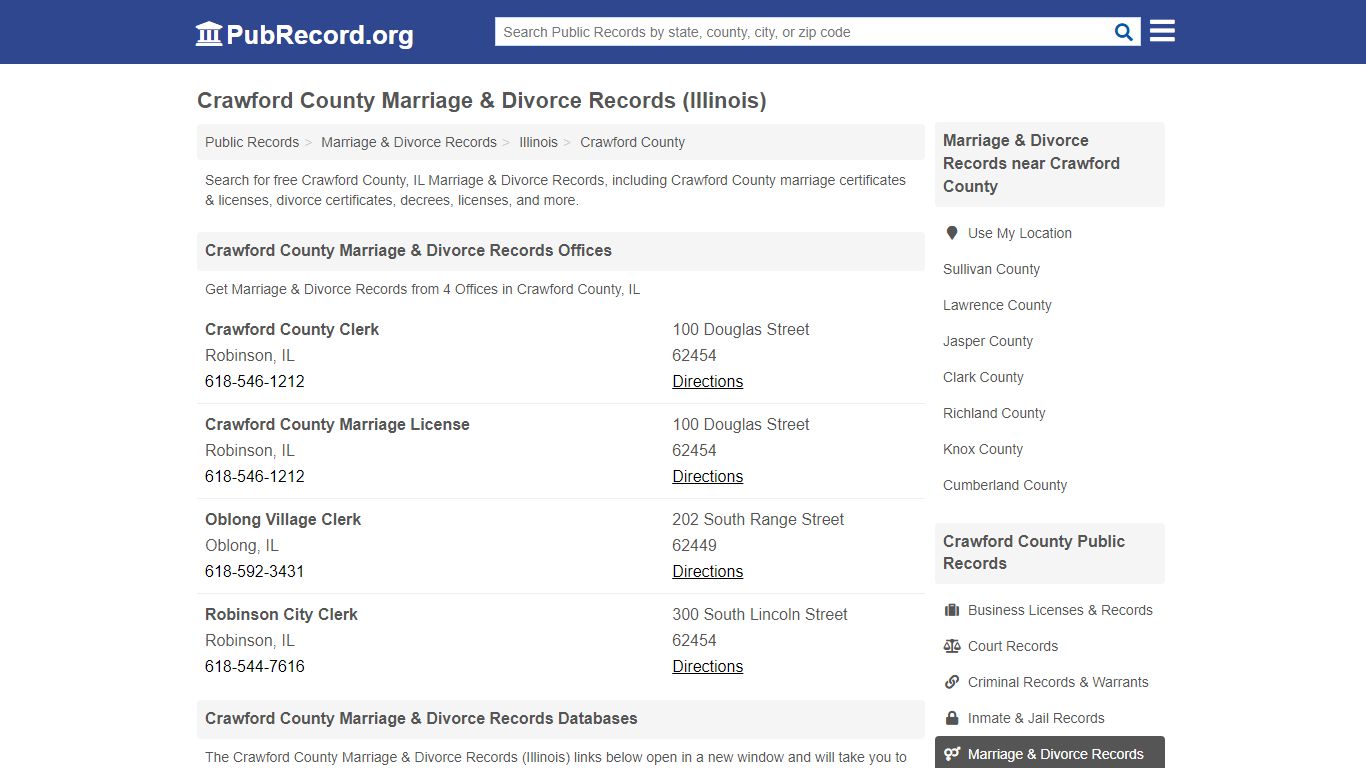 Crawford County Marriage & Divorce Records (Illinois)